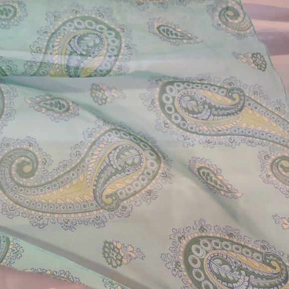 Aqua blue teal Paisley scarf - Picture 4 of 5